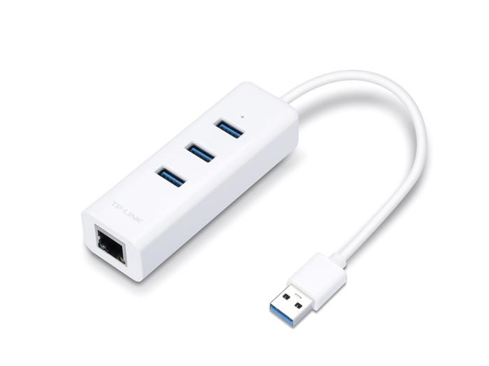 TP-Link (karta sieciowa GigabitEthernet 10/100/1000 na USB 3.0 z hubem 3xUSB 3.0) [UE330]