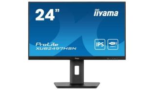 (24) 23.8 Iiyama ProLite XUB2497HSN-B1 (IPS LED, 1920x1080, 250, 1ms, 100Hz) (HDMI 1.4, DP 1.2, Audio, RJ-45, 3xUSB-A 3.2, USB-C 3.2 PD 7.5W, USB-C 3.2/DP PD 65W) pivot, głośniki (2x2W), czarny