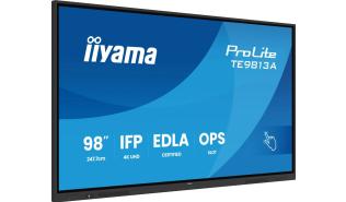 (98) 97.5 Iiyama ProLite TE9813A-B1AG (IPS, 3840x2160, 450, 8ms, 60Hz) (2xHDMI 2.0, 1xDisplayPort 1.2, 5xUSB-A 3.0, 1xUSB-C, 1xUSB-C z DP, 2xLAN, Audio, RS-232c), głośniki (3x20W), czarny