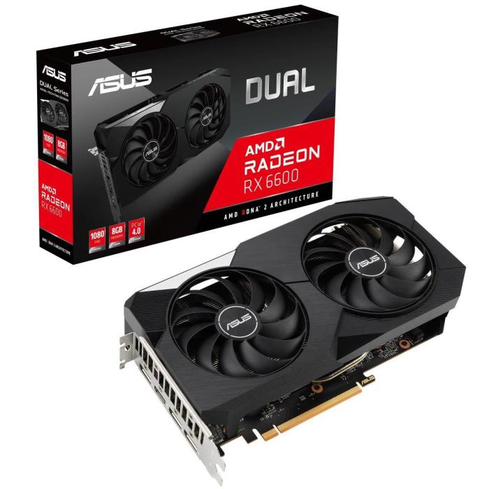 Radeon RX 6600 Asus 8GB GDDR6 Dual BOX [DUAL-RX6600-8G] (1xHDMI 2.1, 3xDP 1.4a) (128-bit, PCI-E 4.0)