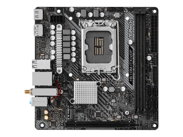 Asrock H610M-ITX/EDP (Intel H610) [S1700, 2xDDR4 do 3200MHz, (HDMI 2.1, DP 1.4) (1xM.2, 1xPCIe 4.0 x16), WiFi 5, BT 5.1, mini ITX]