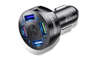 Tkey Ładowarka samochodowa QuickCharge 3.0 (QC 3.0) LED (12-32V) (9V/12V 1.8A, 5V 7A) 48W 4xUSB [BK-358]