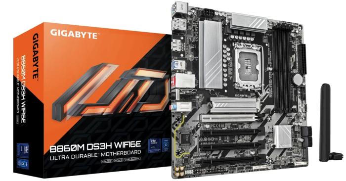 Gigabyte B860M DS3H WIFI6E [S1851, 4xDDR5 do 9066MHz, (HDMI 2.1, 2xDP 2.1) (2xM.2, 1xPCIe 5.0 x16, 3xPCIe 4.0 x16 (x1), WiFi 6E, BT 5.3, micro ATX]