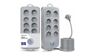 Qoltec Quick Switch (2.5m) szary (8 gniazd, podświetlany włącznik) [50162]