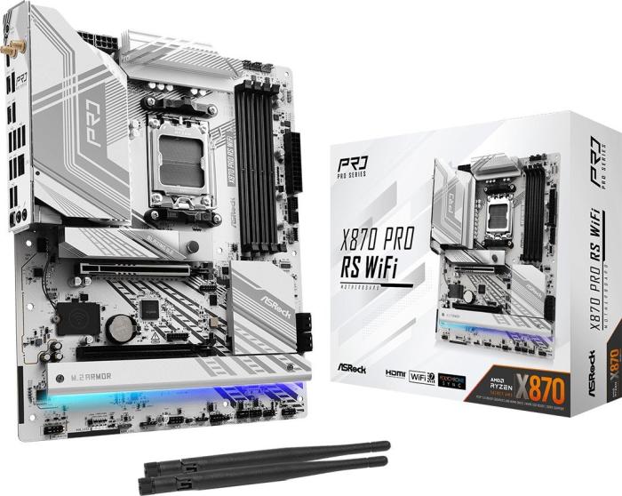 Asrock X870 Pro RS WiFi (AMD X870) [AM5, 4xDDR5 do 8000MHz, (HDMI 2.1) (3xM.2, 1xPCIe 5.0 x16, 1xPCIe 4.0 x16 (x4)), WiFi 7, BT 5.4, ATX]