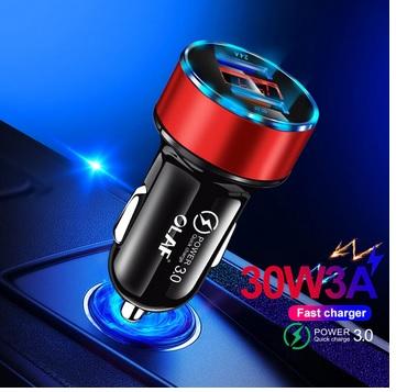 Olaf Ładowarka samochodowa QuickCharge 3.0 LED (12-24V, 3A, 2xUSB) [AA0342]