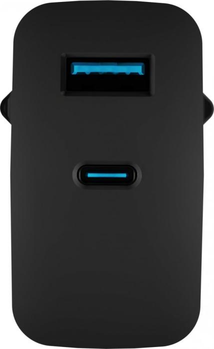 Ładowarka sieciowa Natec Ribera GaN 45W Quick Charge 3.0 1xUSB-C/1xUSB-A (5V-20V/3A/45W) (czarny) [NUC-2143]