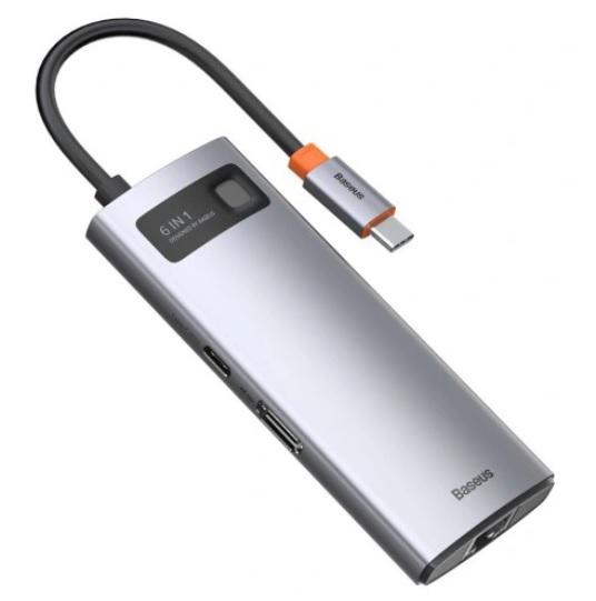 Baseus CAHUB-CW0G USB-C (3xUSB 3.2, 1xUSB-C PD 100W, HDMI 1.4 4K, LAN 1GB, BC 1.2)