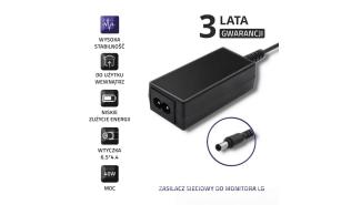 Qoltec zasilacz do monitora LCD LG 19V / 2.1A / 40W, wtyk 6.5x4.4 mm + pin [51775]