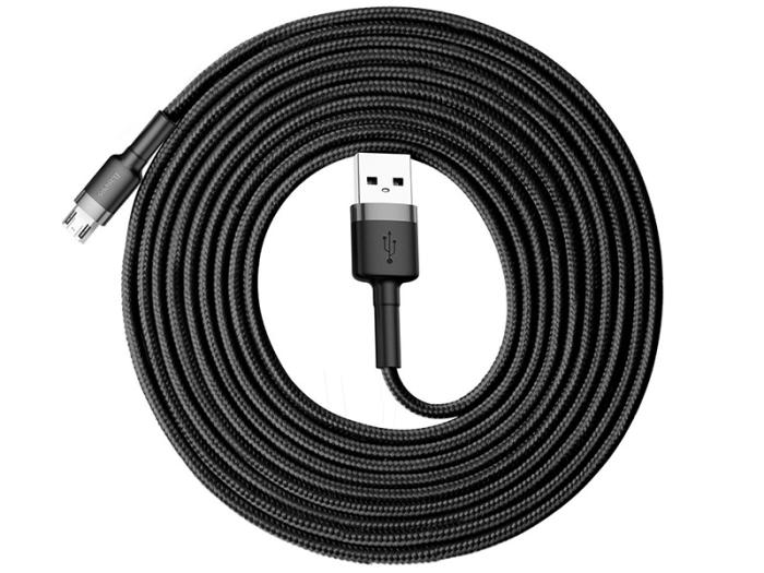 Baseus kabel ładowania i transmisji (2A) USB micro (M) / USB (M) (3.0 m) (czarno-szary) [CAMKLF-HG1]