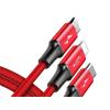 Baseus 3w1 kabel ładowania i transmisji (3A) USB micro, Lightning, USB-C (M) / USB (M) (1.2 m) (czerwony) [CAMLT-SU09]