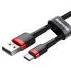 Baseus kabel szybkiego ładowania i transmisji (Fast Charge) USB-C (M) / USB (M) (1.0 m) (czarno-czerwony) [CATKLF-B91]