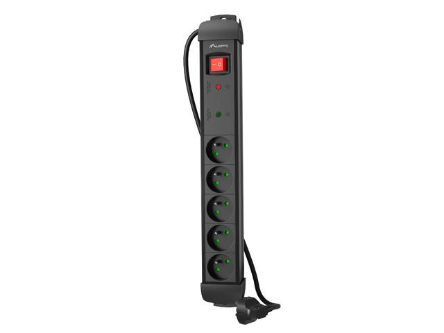 Lanberg SP1 PL (1.5m) czarny (5 gniazd z wyłącznikiem) [SP1-05E-0150-BK]