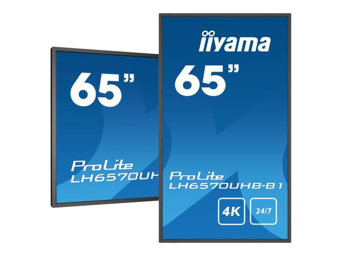 65’’ Iiyama LH6570UHB-B1 (VA LED, 3840x2160, 700, 60Hz) (2xHDMI, RS-232C, LAN, MiniJack, 2xUSB 2.0) głośniki, czarny