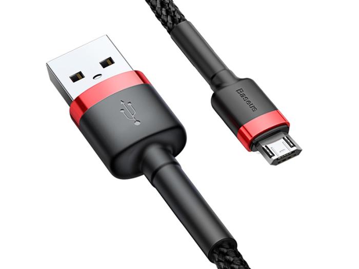 Baseus kabel szybkiego ładowania i transmisji (Quick Charge 3.0 2.4A) USB micro (M) / USB (M) (1.0 m) (czarno-czerwony) [CAMKLF-B91]