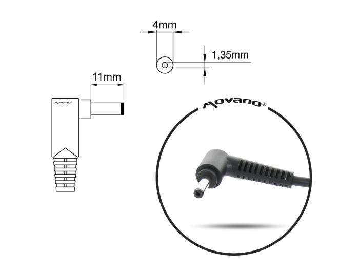 Movano zasilacz do laptopa ASUS 19V / 3.42A / 65W z wtyczką 4.0x1.35mm [AS19342E]