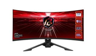(34) Asrock PG34WQ15R3A (VA zakrzywiony 1500R, 3440x1440, 550, 1ms, HDR400, 165Hz) (DP, 2xHDMI, Audio, WiFi) głośniki, czarny