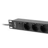 Lanber Rack 1U PDU Schuko do UPS (2.0m) czarny (3 gniazda) [PDU-03F-0200-IEC-BK]
