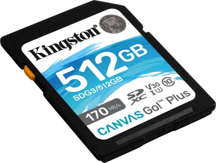 Secure Digital 512GB Kingston CANVAS Select Plus SDHC 100R Class 10 U3 UHS-I U3 V30 (100/85MB/s) [SDS2/512GB]