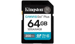 Secure Digital 64GB Kingston CANVAS Go Plus SDXC Class 10 U3 UHS-I V30 (200MB/s) [SDG4/64GB]