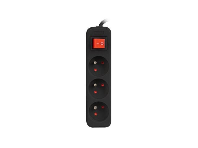 Lanberg PS1 PL (3.0m) czarny (3 gniazda z wyłącznikiem) [PS1-03E-0300-BK]