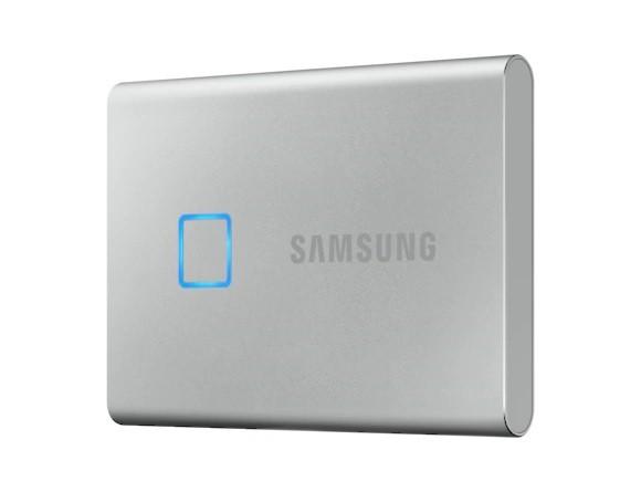 Samsung Portable T7 Touch 2TB SSD USB-C (1050/1000MB/s) (srebrny) (szyfrowanie 256-bit na hasło lub odcisk palca) [MU-PC2T0S/WW]