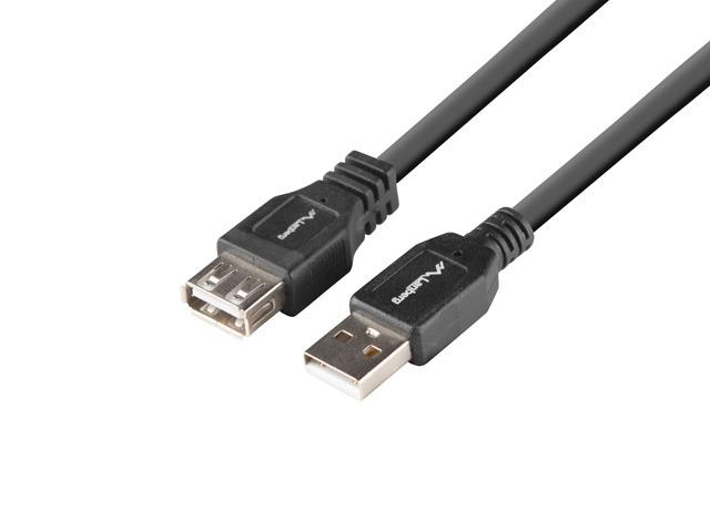 Lanberg Przedłużacz kabla USB 2.0 AF/AM (1.8 m) [CA-USBE-15CU-0010-BK]