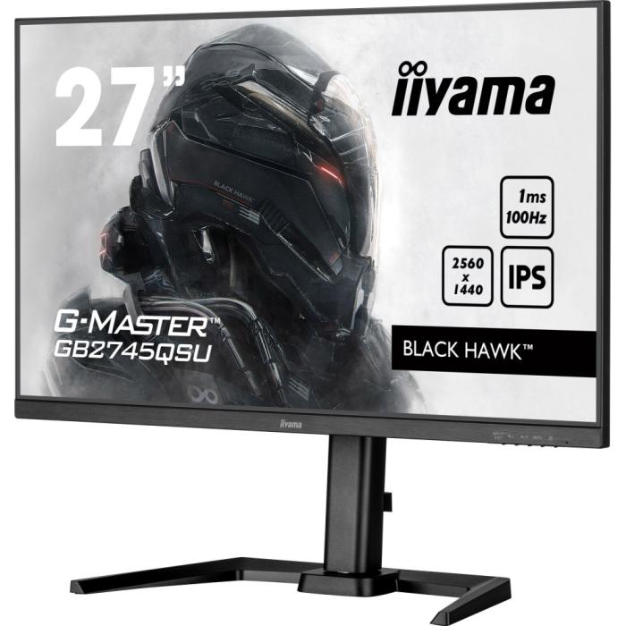 27’’ Iiyama G-Master GB2745QSU-B1 (IPS LED, 2560x1440, 250, 1ms, 100Hz) (HDMI, DP, 2xUSB 2.0, Audio) vesa, pivot, głośniki (2x2W), czarny