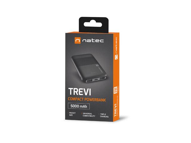 Power Bank Natec Trevi Compact 5000mAh 2xUSB-A, 1xUSB-C (czarny) [NPB-1940]