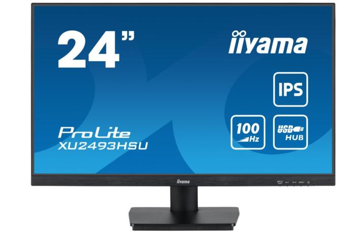 24’’ Iiyama ProLite XU2493HSU-B6 (IPS LED, 1920x1080, 250, 1ms, 100Hz) (HDMI, DP, 2xUSB 2.0, Audio) głośniki, czarny