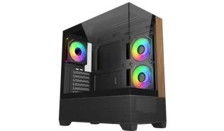 CoolerMaster Elite 690 Wood ARGB (czarny) (2xUSB 3.2 Gen1, 1xUSB-C 3.2 Gen2x2, 1xjack) [E690-KHNN-S00]