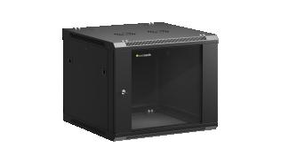 NETRACK szafa rack wisząca 19 9U 600x600 drzwi szklane, otwierane boki (czarny) [019-090-66-022]