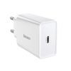 Baseus Quick Charge uniwersalna ładowarka (zasilacz) sieciowa 230V / 1xUSB-C (max. 5V 3A 20W) (biały) [CCFS-SN02]