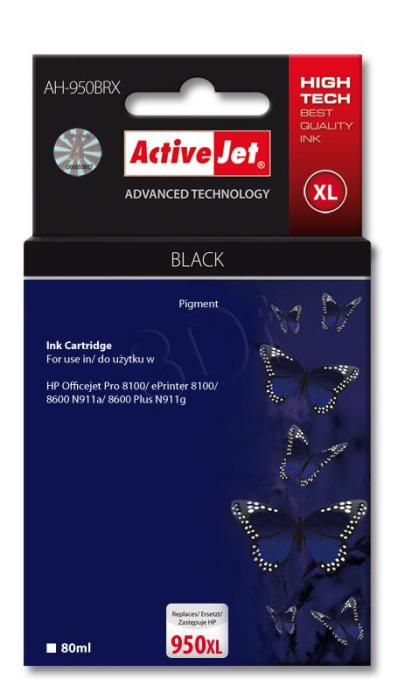 AH-950BRX (950XL) - czarny, wkład z atramentem ActiveJet, 80 ml, zamiennik CN045AE (Premium) (HP Officejet Pro 8100, ePrinter 8100, 8600 N911a, 8600 Plus N911g, 251DW, 276DW, 8610, 8620)
