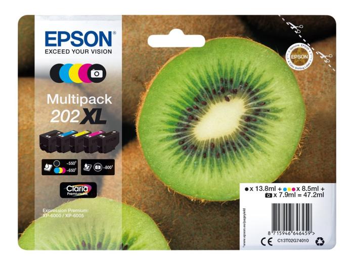 C13T02G74010 (202XL) - Tusz Epson Kiwi Multipack 202XL CMYK+photo black Claria Premium