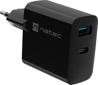 Ładowarka sieciowa Natec Ribera GaN 65W Quick Charge 3.0 1xUSB-C/1xUSB-A (5V-20V/3.25A/65W) (do laptopów z Power Delivery) (czarny) [NUC-2145]