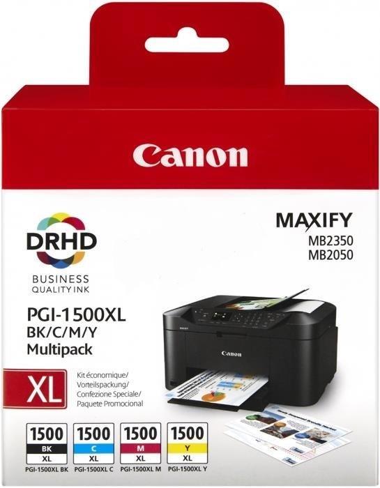 PGI-1500XL C, M, Y, BK [9182B004] - CMYK, oryginalne wkłady z atramentem Canon, 34,7 + 3 x 12 ml (Canon MAXIFY MB 2050, 2550, 2350)