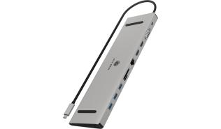 ICY BOX 11w1 USB-C (3xUSB-A 3.2 Gen1 5Gb, 1xUSB-C PD 100W, 2xHDMI 4K@60Hz, 1xVGA, 1xLAN 1Gb, czytnik SD i micro SD, 1xJack combo) (50 cm) [IB-DK2106A-CPD]