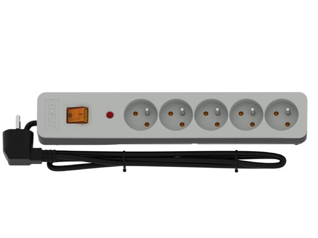 Acar X5 (1.5m) 5 gniazd (szaro-czarny)