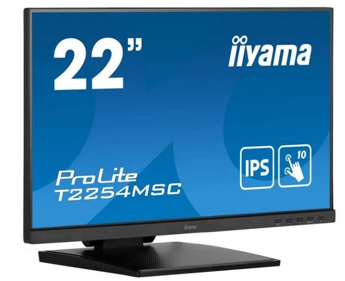 22’’ Iiyama T2254MSC-B1AG (IPS dotykowy, 1920x1080, 250, 4ms, 60Hz) (HDMI, DP, MiniJack, 2xUSB 3.0) czarny, głośniki