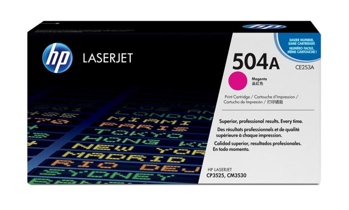 CE253A (504A) - magenta, oryginalny toner drukujący HP, 7000 stron (HP Color LaserJet CP3525, CP3525dn, CP3525n, CP3525x, CM3530, CM3530fs)