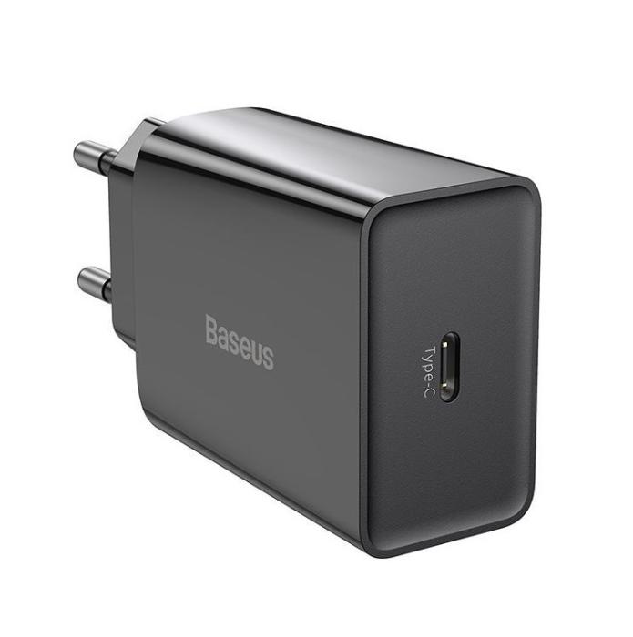 Baseus Quick Charge uniwersalna ładowarka (zasilacz) sieciowa 230V / 1xUSB-C (max. 5V 3A 20W) (czarny) [CCFS-SN01]