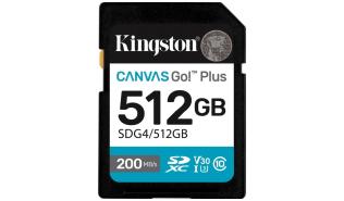 Secure Digital 512GB Kingston CANVAS Go Plus SDXC Class 10 U3 UHS-I V30 (200MB/s) [SDG4/512GB]