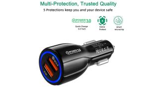 Tkey Ładowarka samochodowa QuickCharge 3.0 (QC 3.0) LED (12-32V) (12 1.8A, 9V 2A, 5V 6A) 18W 2xUSB [LZ-681]