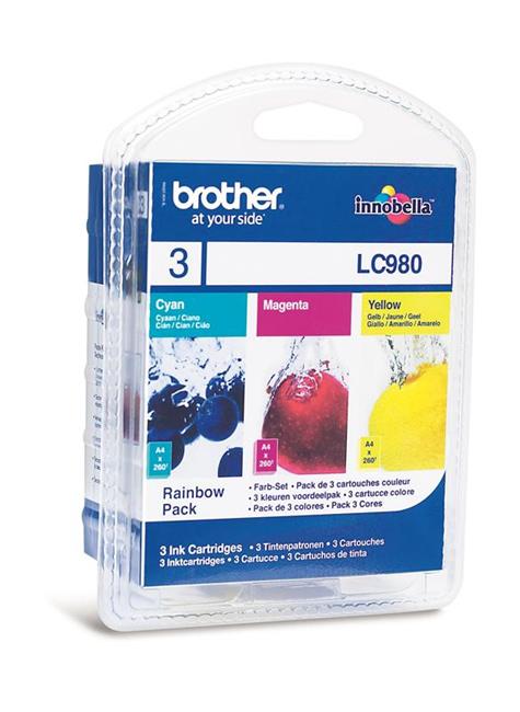 LC980RBWBP - multipack, oryginalne wkłady z atramentem Brother, 260 stron (Brother DCP-145C, DCP-165C, DCP-365CN, DCP-195C, MFC-250C, MFC-290C, MFC-295C)