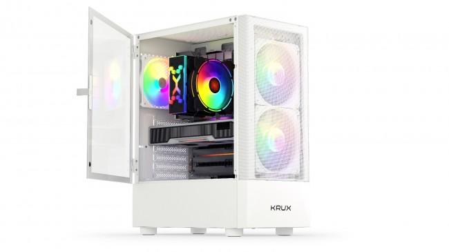 Krux Vako RGB White (szkło hartowane) (2xUSB 2.0, 1xUSB 3.2 Gen1) (2x2.5, 1x3.5, 1x3.5/2.5) [KRXD005]