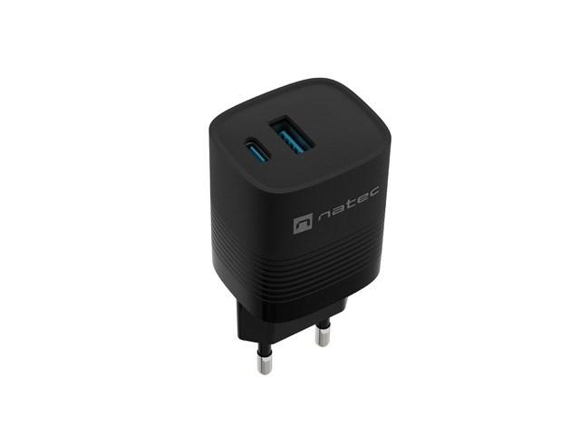 Ładowarka sieciowa Natec Ribera GaN 30W Quick Charge 3.0 1xUSB-C/1xUSB-A (5V-12V/3A/30W) (czarnyy) [NUC-2141]