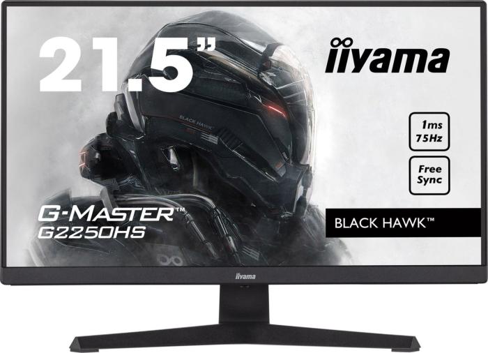 22’’ Iiyama G-Master G2250HS-B1 (VA LED, 1920x1080, 250, 1ms, 75Hz) (HDMI 1.4, DP 1.2) głośniki, czarny