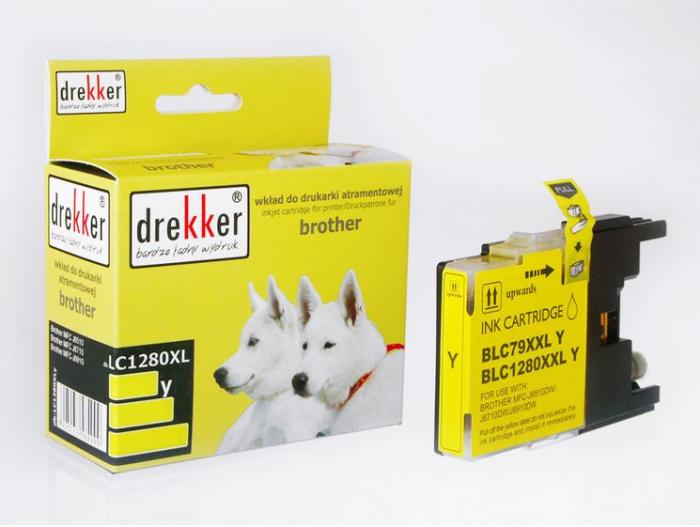 DB-LC1280XLY - yellow, wkład z atramentem Drekker, 25ml, 2000 stron (zamiennik LC1240XLY) (MFC-J6910, J6510, J6710, J6910DW, J6510DW, J5910DW, J5910D)