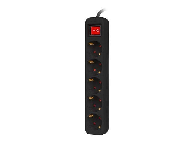 Lanberg PS1 Schuko (1.5m) czarny (5 gniazd z wyłącznikiem) [PS1-05F-0150-BK]